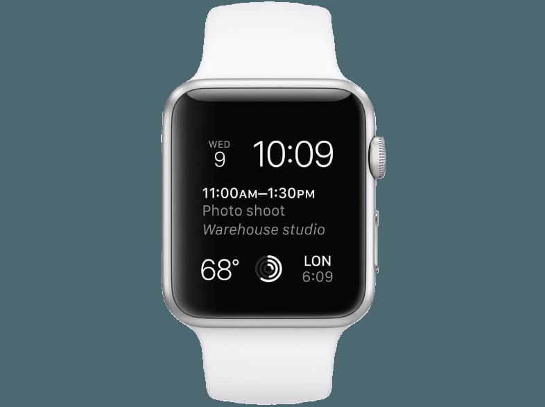 APPLE Watch 42mm Aluminiumgehäuse mit Sportband (MJ3N2FD/A) Silber/Weiß (Smart Watch), APPLE, Watch, 42mm, Aluminiumgehäuse, Sportband, MJ3N2FD/A, Silber/Weiß, Smart, Watch,