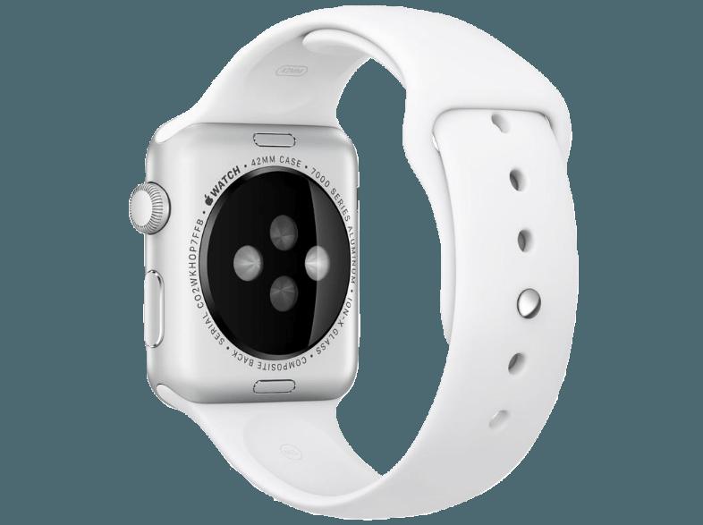 APPLE Watch 42mm Aluminiumgehäuse mit Sportband (MJ3N2FD/A) Silber/Weiß (Smart Watch)