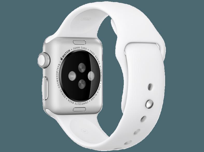 APPLE Watch Sport 38 mm Aluminiumgehäuse mit Armband (MJ2T2FD/A) Weiß/Silber (Smartwatch), APPLE, Watch, Sport, 38, mm, Aluminiumgehäuse, Armband, MJ2T2FD/A, Weiß/Silber, Smartwatch,