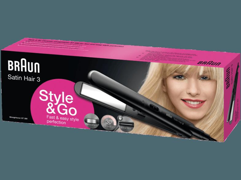 BRAUN ST 300 Satin Hair 3 Style&Go Haarglätter (Keramik ,Temperaturstufen: 1 Einstellstufe), BRAUN, ST, 300, Satin, Hair, 3, Style&Go, Haarglätter, Keramik, ,Temperaturstufen:, 1, Einstellstufe,