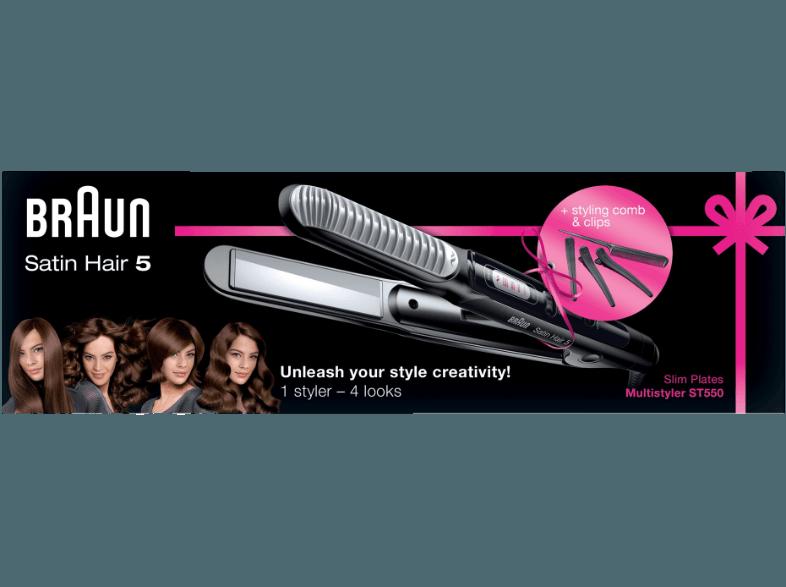 BRAUN ST 550 Satin Hair 5 Multistyler (Eloxal-Keramikplatten ,Temperaturstufen: 5 Einstellstufen), BRAUN, ST, 550, Satin, Hair, 5, Multistyler, Eloxal-Keramikplatten, ,Temperaturstufen:, 5, Einstellstufen,