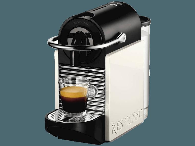 DELONGHI EN126AE Nespresso Pixie Clips Kapselmaschinemit Aeroccino Weiß/Coral Neon