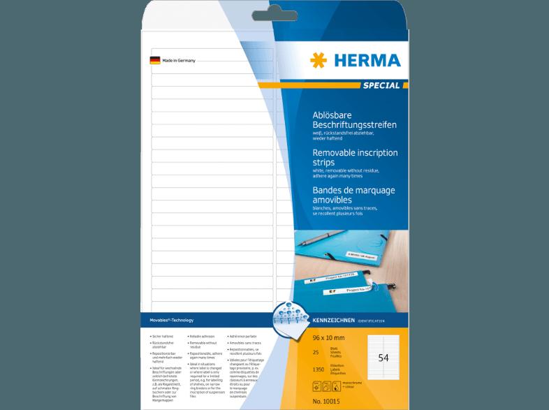 HERMA 10015 Ablösbare Beschriftungsstreifen 96x10 mm A4 1350 St.