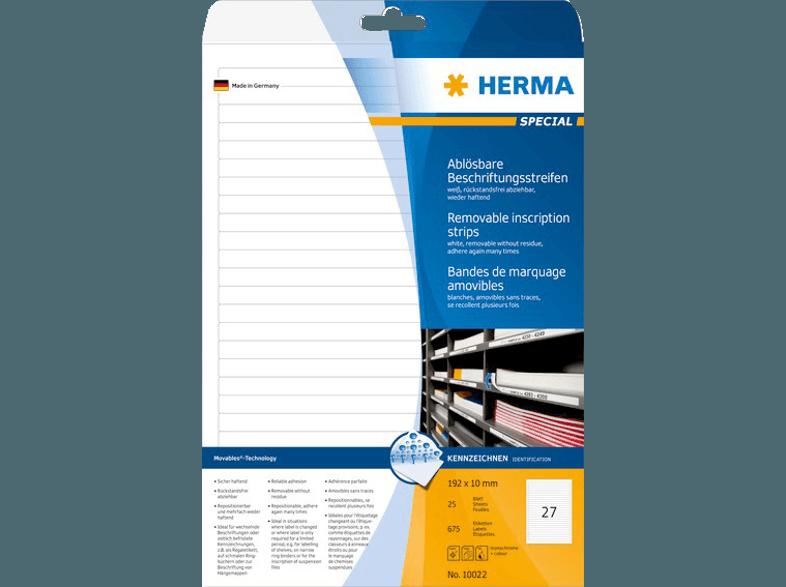 HERMA 10022 Ablösbare Beschriftungsstreifen 192x10 mm A4 675 St., HERMA, 10022, Ablösbare, Beschriftungsstreifen, 192x10, mm, A4, 675, St.