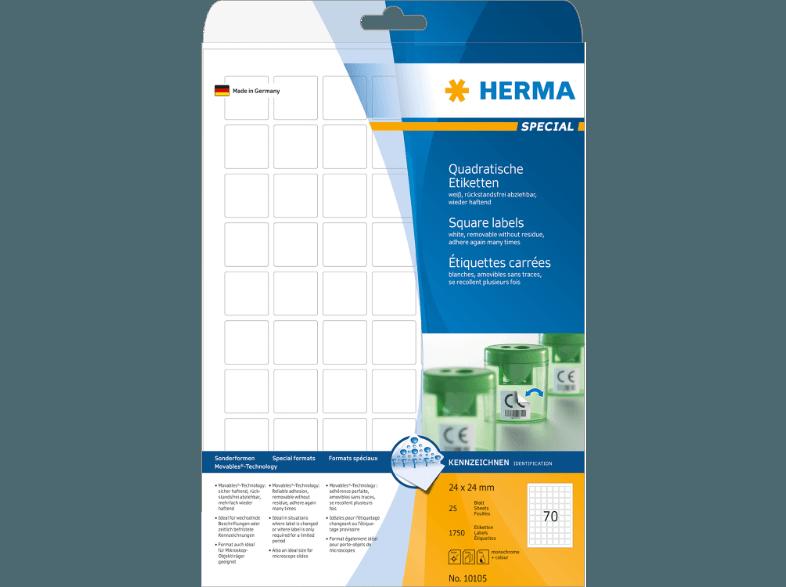 HERMA 10105 Ablösbare Etiketten 24x24 mm A4 175 St.