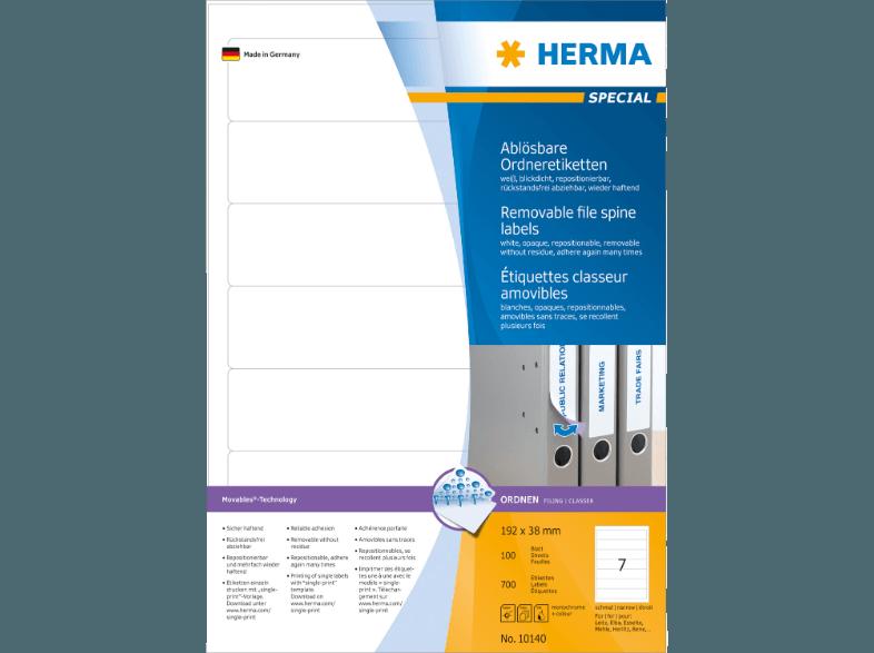 HERMA 10140 Ablösbare Ordneretiketten 192x38 mm A4 700 St.