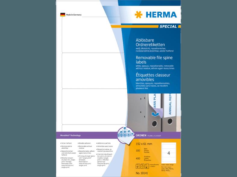 HERMA 10141 Ablösbare Ordneretiketten 192x61 mm A4 400 St.