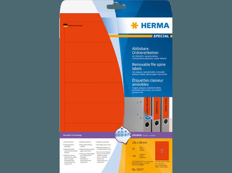 HERMA 10157 Ablösbare Ordneretiketten 192x38 mm A4 140 St., HERMA, 10157, Ablösbare, Ordneretiketten, 192x38, mm, A4, 140, St.