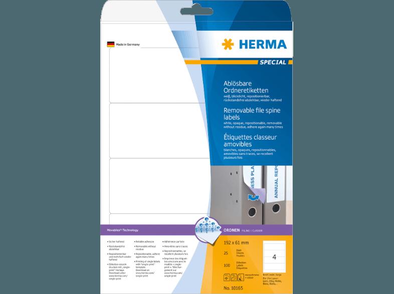 HERMA 10165 Ablösbare Ordneretiketten 192x61 mm A4 100 St.