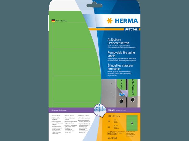 HERMA 10169 Ablösbare Ordneretiketten 192x61 mm A4 80 St., HERMA, 10169, Ablösbare, Ordneretiketten, 192x61, mm, A4, 80, St.