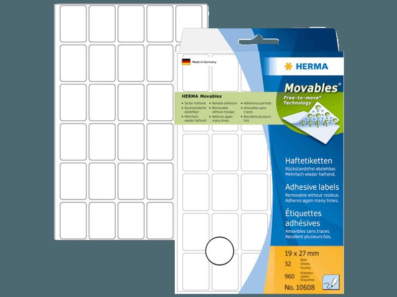 HERMA 10608 Vielzwecketiketten 19x27 mm  96 St., HERMA, 10608, Vielzwecketiketten, 19x27, mm, 96, St.