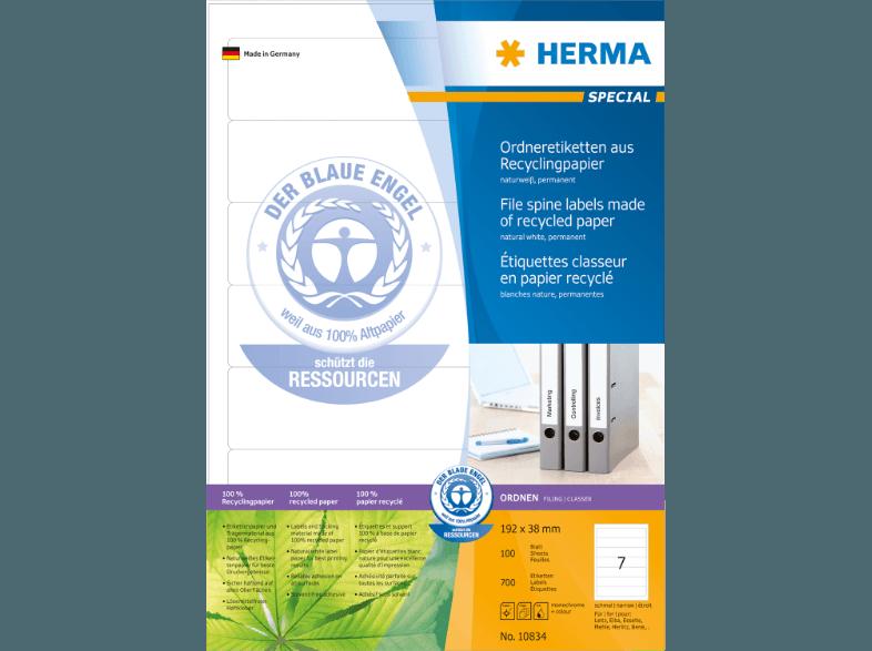HERMA 10834 Ordneretiketten Recyclingpapier 192x38 mm A4 700 St.