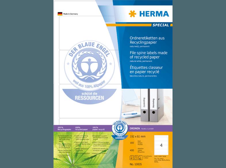 HERMA 10835 Ordneretiketten Recyclingpapier 192x61 mm A4 400 St.