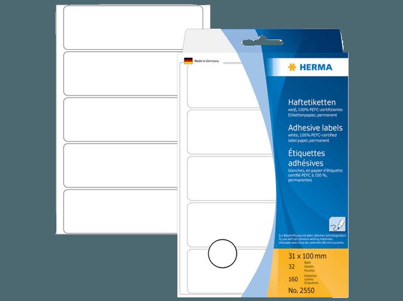 HERMA 2550 Vielzwecketiketten 31x100 mm  160 St., HERMA, 2550, Vielzwecketiketten, 31x100, mm, 160, St.