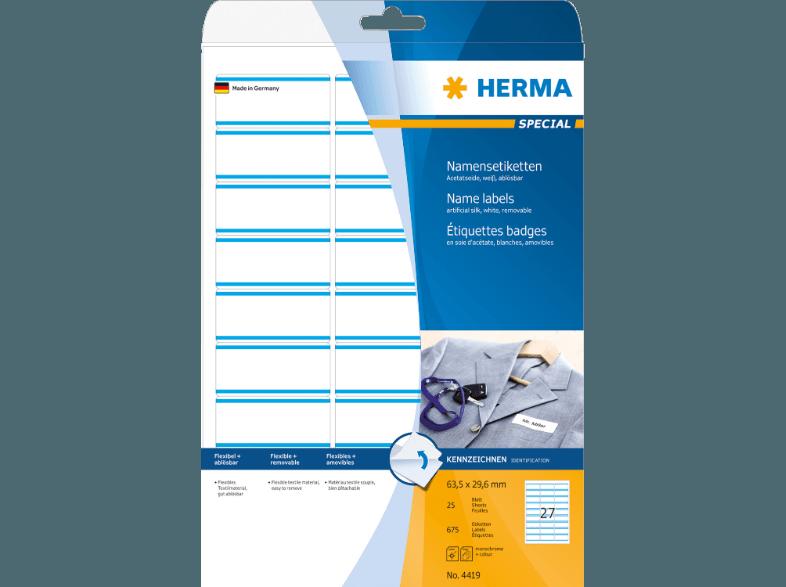 HERMA 4419 Namensetiketten 63.5x29.6 mm A4 675 St., HERMA, 4419, Namensetiketten, 63.5x29.6, mm, A4, 675, St.