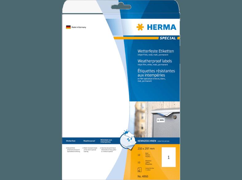 HERMA 4866 Inkjet-Etiketten 210x297 mm A4 10 St., HERMA, 4866, Inkjet-Etiketten, 210x297, mm, A4, 10, St.