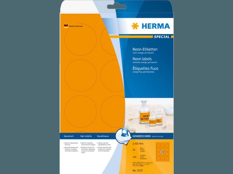 HERMA 5153 Neonetiketten rund Ø 60 mm A4 240 St.