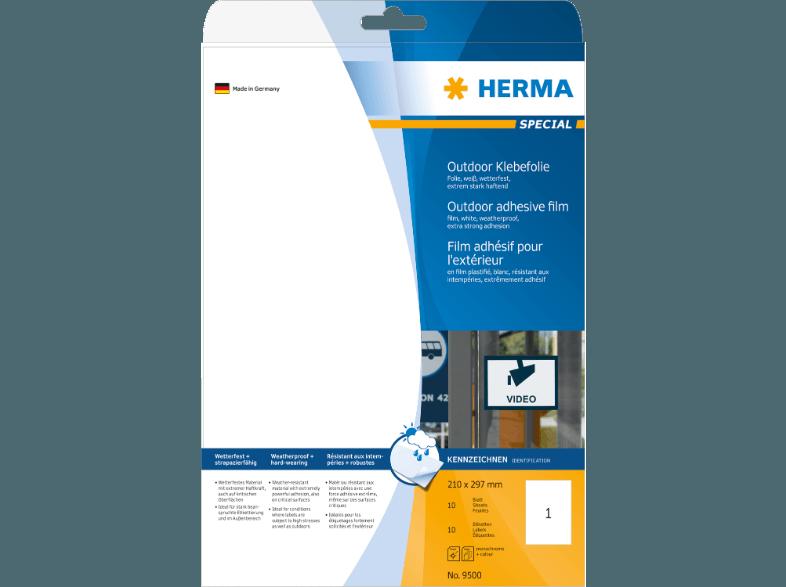 HERMA 9500 Outdoor Klebefolie 210x297 mm A4 10 St., HERMA, 9500, Outdoor, Klebefolie, 210x297, mm, A4, 10, St.