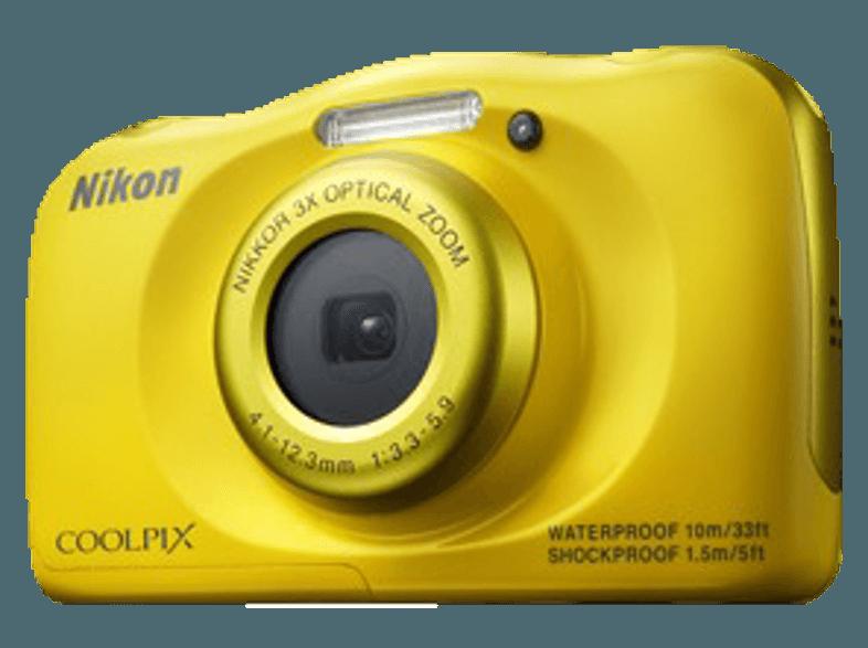 NIKON Coolpix S33  Gelb (13.2 Megapixel, 3x opt. Zoom, 6.7 cm TFT-LCD), NIKON, Coolpix, S33, Gelb, 13.2, Megapixel, 3x, opt., Zoom, 6.7, cm, TFT-LCD,