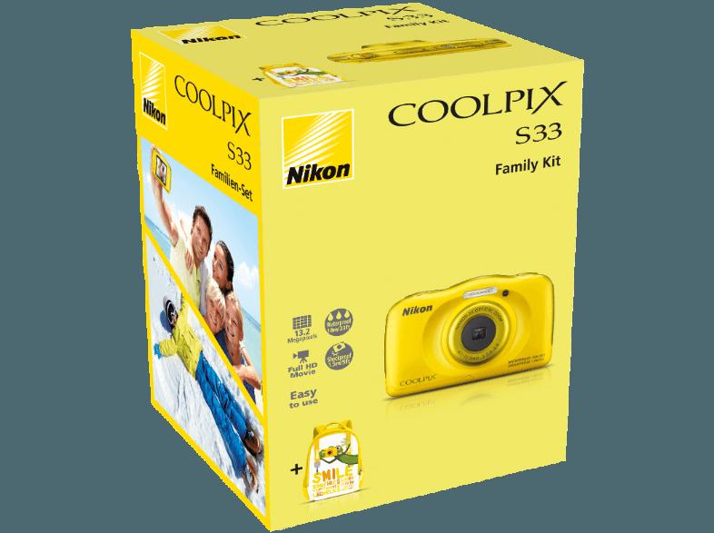 NIKON Coolpix S33  Gelb (13.2 Megapixel, 3x opt. Zoom, 6.7 cm TFT-LCD), NIKON, Coolpix, S33, Gelb, 13.2, Megapixel, 3x, opt., Zoom, 6.7, cm, TFT-LCD,