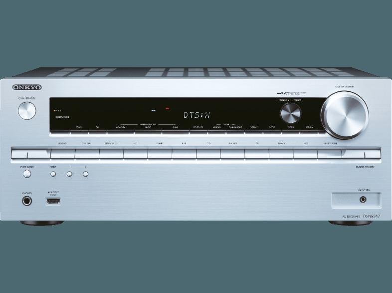 ONKYO TX-NR747 Receiver (7.2 Kanäle, 175 Watt pro Kanal, Silber), ONKYO, TX-NR747, Receiver, 7.2, Kanäle, 175, Watt, pro, Kanal, Silber,