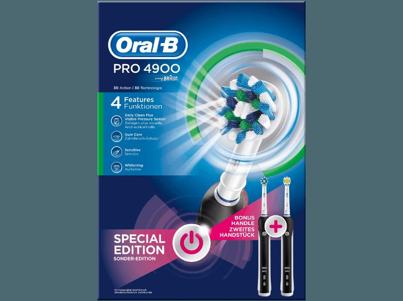 ORAL-B Pro 4900 Elektrische Zahnbürste mit 2. Zahnbürste und gratis Reiseetui Schwarz, ORAL-B, Pro, 4900, Elektrische, Zahnbürste, 2., Zahnbürste, gratis, Reiseetui, Schwarz