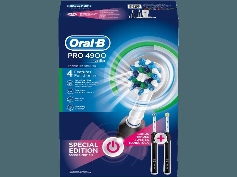 ORAL-B Pro 4900 Elektrische Zahnbürste mit 2. Zahnbürste und gratis Reiseetui Schwarz, ORAL-B, Pro, 4900, Elektrische, Zahnbürste, 2., Zahnbürste, gratis, Reiseetui, Schwarz