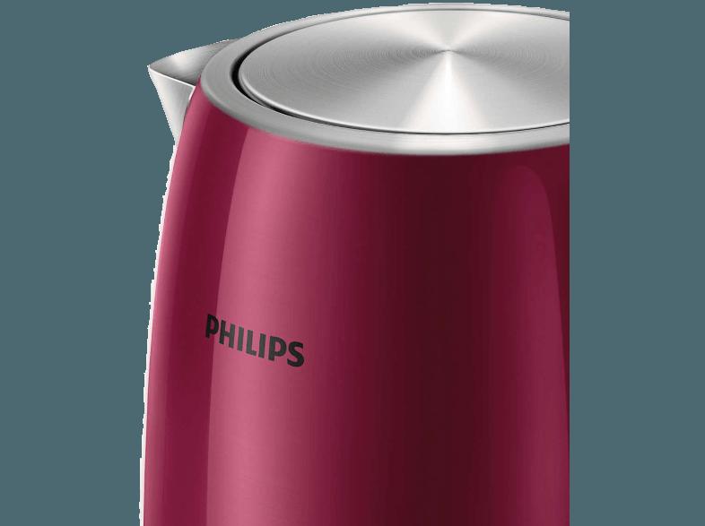 PHILIPS HD9322/33 Wasserkocher Burgunderrot (2200 Watt, 1.7 Liter/Jahr)