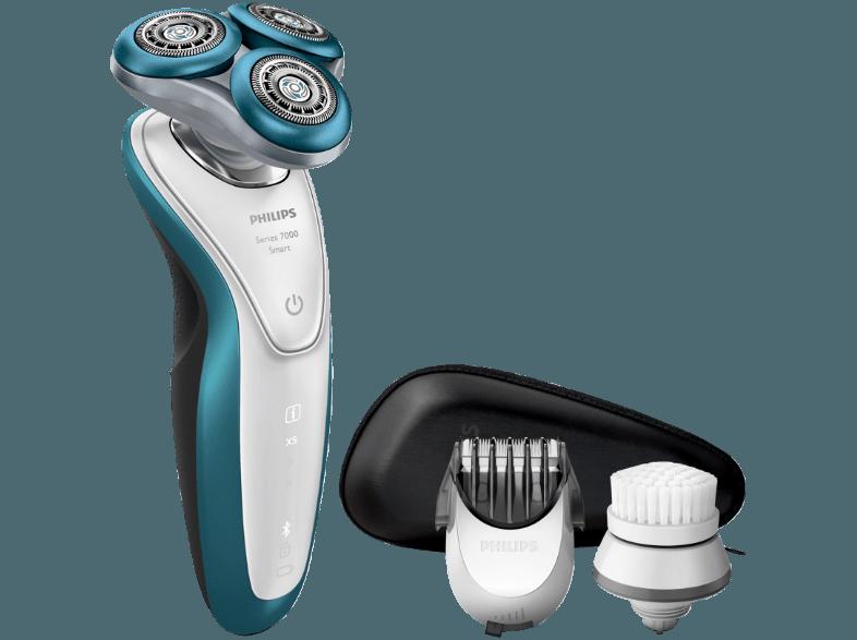 PHILIPS S7920/65 Shaver Series 7000 Herrenrasierer Weiß/Türkis (GentlePresicion-Klingensystem)