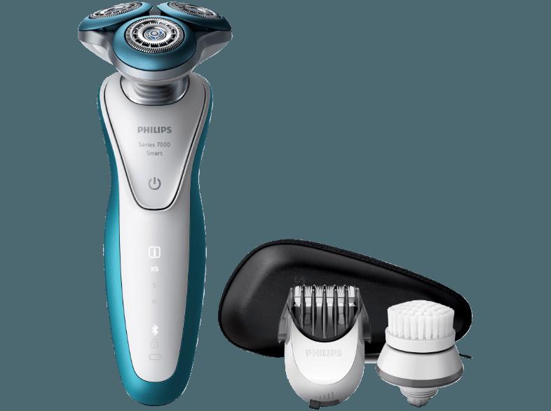 PHILIPS S7920/65 Shaver Series 7000 Herrenrasierer Weiß/Türkis (GentlePresicion-Klingensystem)