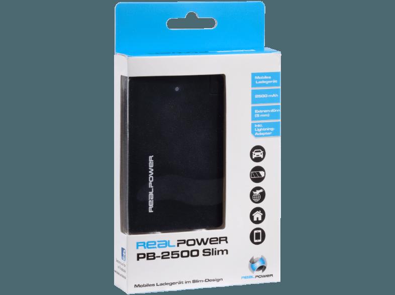 REALPOWER PB-2500 Slim Powerbank 2500 mAh Blau