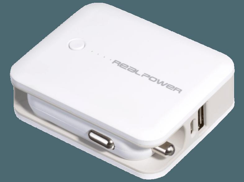 REALPOWER PBC-3000 Powerbank, Kfz Ladeadapter 3000 mAh Weiß, REALPOWER, PBC-3000, Powerbank, Kfz, Ladeadapter, 3000, mAh, Weiß