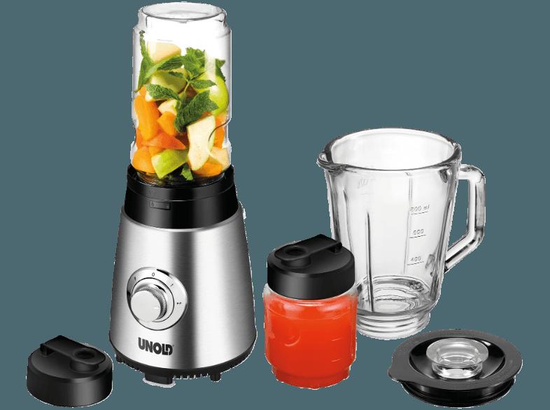 UNOLD 78685 Smoothie to go Standmixer Edelstahl/Schwarz (250 Watt, 0.8 Liter)