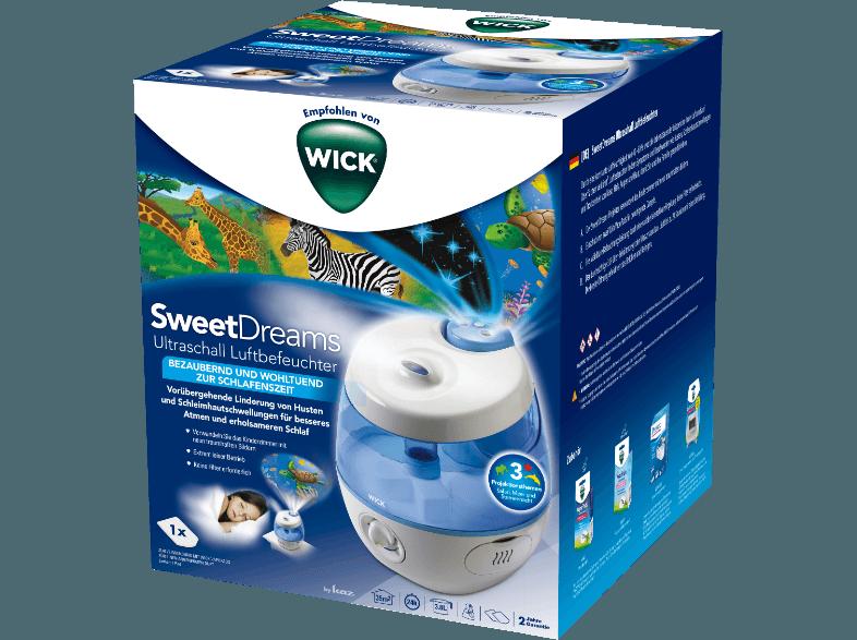WICK WUL575E Ultraschallluftbefeuchter mit Projektionsfunktion Weiß/Blau (25 Watt, Raumgröße: bis zu 35 m²)