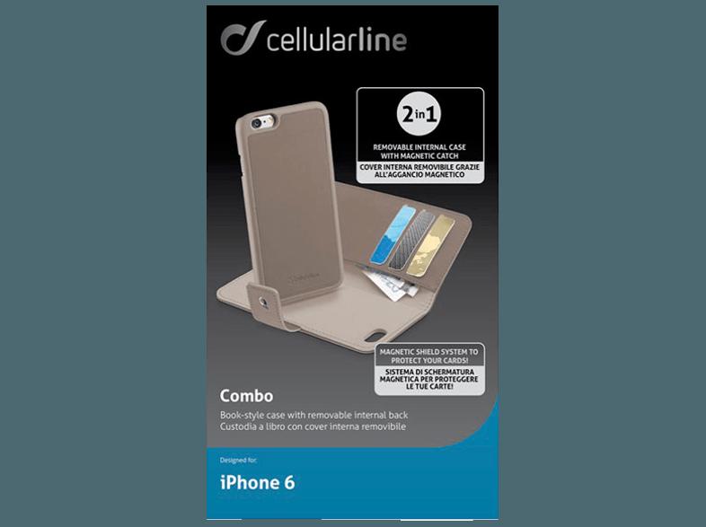 CELLULAR LINE 37116 Buchklapptasche inkl. Kreditkartenfach mit Backcover iPhone 6, iPhone 6s