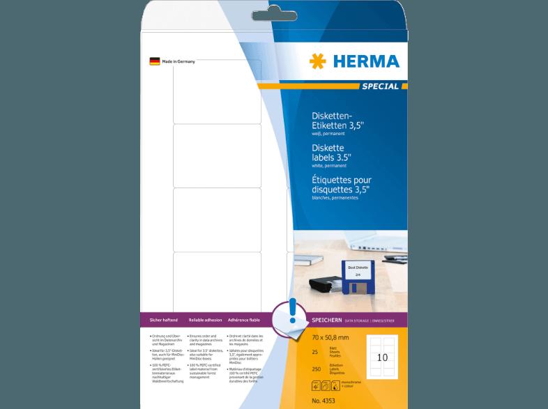 HERMA 4353 Disketten-Etiketten 70x50.8 mm A4 25 St.