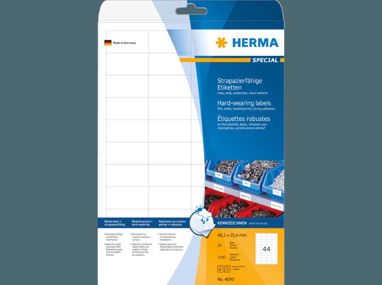 HERMA 4690 Etiketten strapazierfähig 48.3x25.4 mm A4 1100 St.