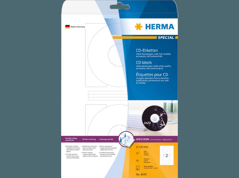 HERMA 4849 Inkjet CD-Etiketten Ø 116 mm A4 50 St.