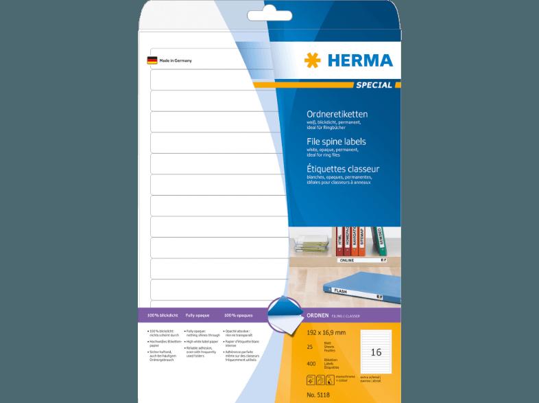 HERMA 5118 Ordneretiketten 192x16.9 mm A4 400 St.