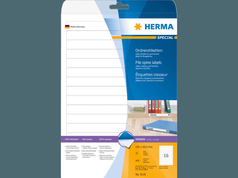 HERMA 5118 Ordneretiketten 192x16.9 mm A4 400 St.