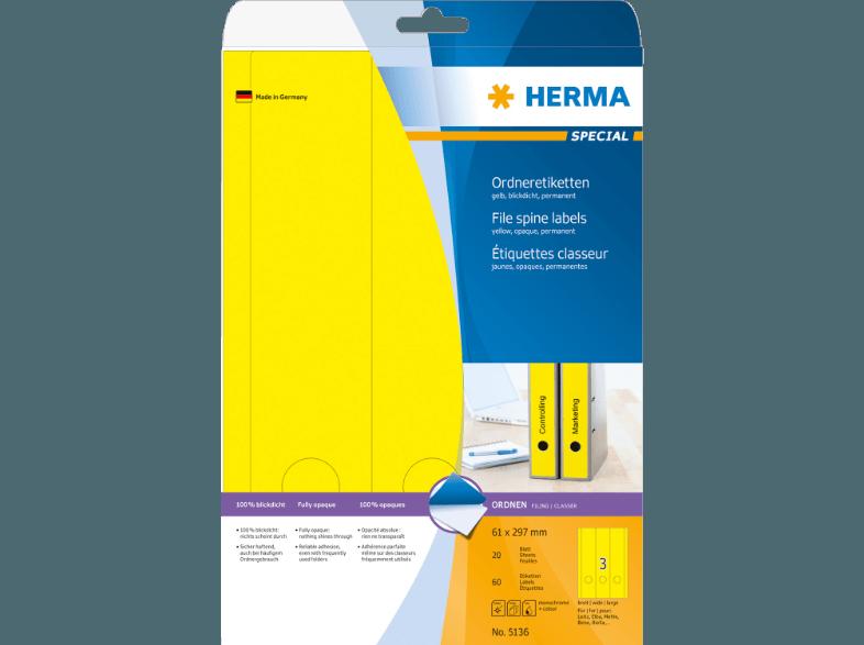 HERMA 5136 Ordneretiketten 61x297 mm A4 60 St.