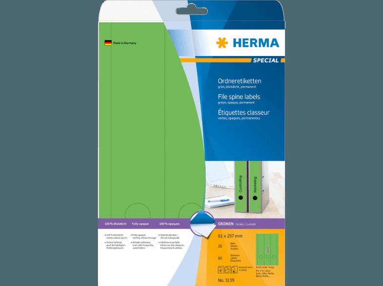 HERMA 5139 Ordneretiketten 61x297 mm A4 60 St.