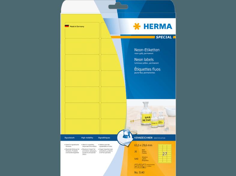 HERMA 5140 Neonetiketten 63.5x29.6 mm A4 540 St.