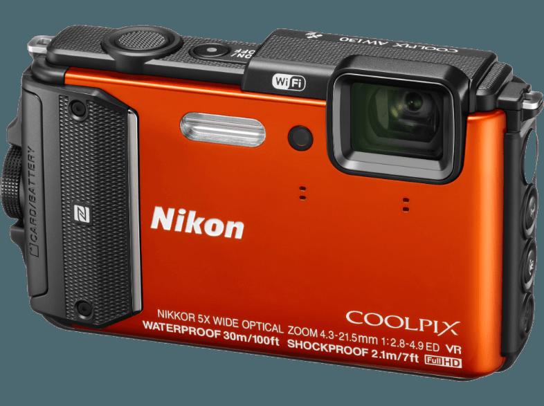 NIKON COOLPIX AW 130 Diving Kit  Orange (16 Megapixel, 5x opt. Zoom, 7.5 cm , WLAN)