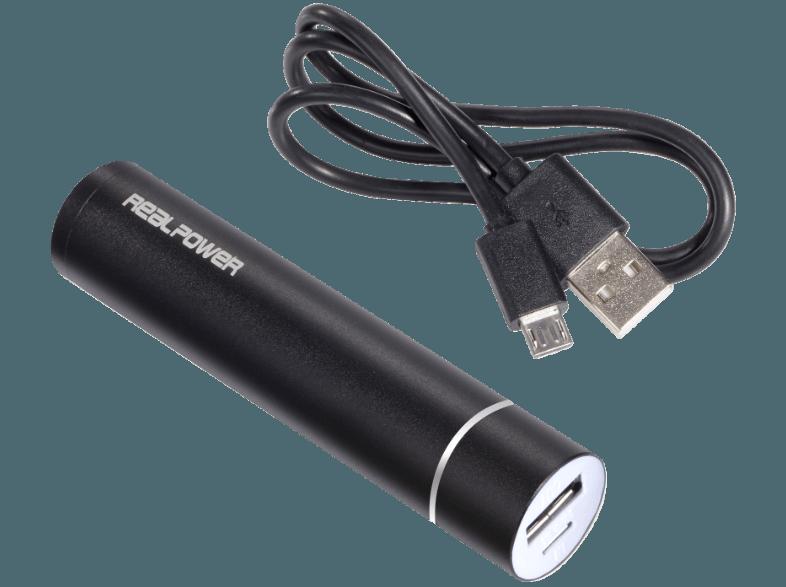 REALPOWER PB-26 Alu Powerbank 2600 mAh Schwarz