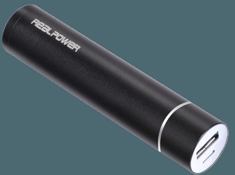 REALPOWER PB-26 Alu Powerbank 2600 mAh Schwarz