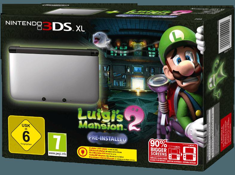 3DS XL Silber   Schwarz inkl. Luigi's Mansion 2