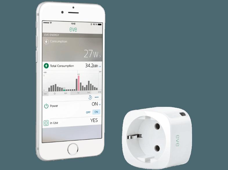 ELGATO 1EE108301001 Eve Energy, Kabelloser Stromsensor & Schalter mit Apple HomeKit-Unterstützung Kabelloser Stromsensor und Schalter mit Apple HomeK