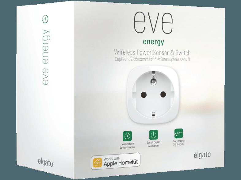 ELGATO 1EE108301001 Eve Energy, Kabelloser Stromsensor & Schalter mit Apple HomeKit-Unterstützung Kabelloser Stromsensor und Schalter mit Apple HomeK