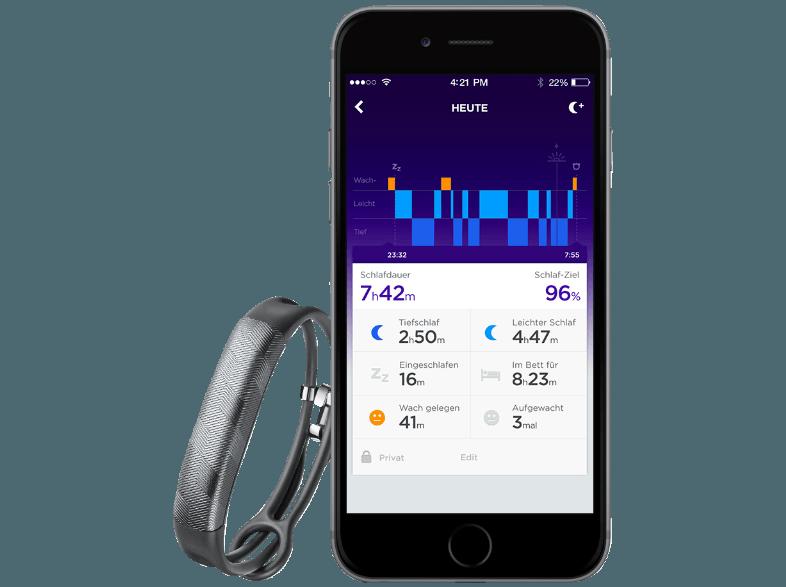 JAWBONE UP2 Gunmetal Hex Grey (Schlaf-/Aktivitätstracker (Ultraleicht-Armband))